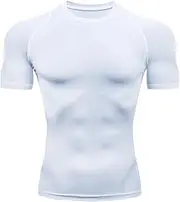 [Smatstyle] Men's Compression Shirt Short Sleeve Sports T-Shirt Training Shirt Elastic Quick-Drying Running Shirt