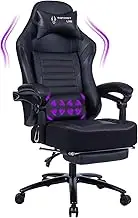 Fantasylab Big and Tall Gaming Chair 400lb Gaming Chair with Footrest Massage Gaming Chair Memory Foam Adjustable Tilt Back Angle and Arm High