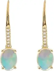 [Gin & Grace] 10K Rose Gold Natural Australian Opal earrings with Diamonds for women | Ethically, authentically & organically sourced (Oval-cut) shaped opal hand-crafted jewelry for her | Opal Earrings for women