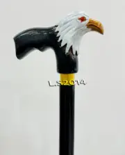 Hand-Painted Wooden Carved Walking Cane for Men - Bald Eagle - Unique Wood Cane