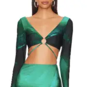NWT Revolve x Farsi London Olina Top Small Green-Turquoise