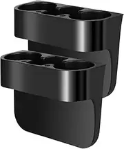2PCS Seat Wedge Cup Holder for Car, Seat Gap Filler Cup Organizer Storage Box with Coaster(Black)