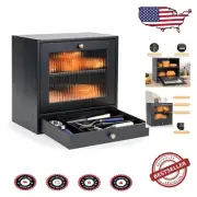 Large Capacity Black Bread Box with Ventilation & Extra Drawer - Farmhouse Style