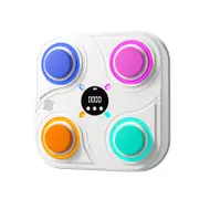 Music Boxing Machine, Adjustment No Punching Design RGB Light Rhythm Hitting Light Feedback, Electronic Fitness Boxing Machine For Kids (White)