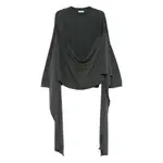 [Jean Paul Gaultier] Jean Paul Gaultier Draped-neckline Long-sleeve Top XS GREY