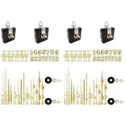 4 Pcs Quartz Clock Movement Parts 12 Set Gold Hands Contains Numerals Kit2365