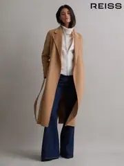 Reiss Camel Emile Wool Blend Belted Blindseam Coat (248626) | $710
