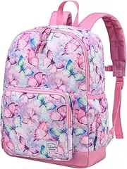 Butterfly Backpack for Girls, VASCHY Cute Lightweight Water Resistant Toddler Kids Preschool Backpack Kindergarten Bookbag Pink