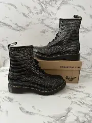 Dr. Martens 1460 Gunmetal Wild Croc Crocodile Embossed Combat Boots Women Size 7
