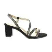 Naturalizer Vanessa 2 Black Microfiber Heeled Sandals