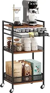 [Plaviya] K Cup Holder Rack, Coffee Station Organizer for Nespresso Vertuo Capsule and K Cup Capsule, Multi-Functional Coffee Bar Accessories Organizer with Wheels for Living Room, Coffee Bar, Kitchen