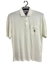Vintage Tommy Hilfiger men's polo shirt white short sleeve collared size L