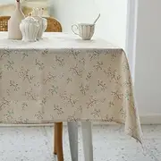 Pastoral Rectangle Tablecloth - 60 x 84 Inch - Linen Fabric Table Cloth - Washable Table Cover with Dust-Proof Wrinkle Resistant for Restaurant, Picnic, Bistro, Indoor and Outdoor Dining, Gardenia