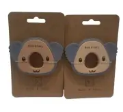 Koala Bear Teething Ring Toy Baby Sensory Gift Natural Wood Silicone Teether x 2