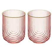 2pc Tempa Florence 420ml Lowball Glass Tumbler Drinking Glasses Set Opulent Pink