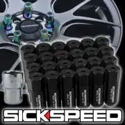 SICKSPEED 24 PC BLACK CAPS ALUMINUM 60MM LOCKING LUG NUTS WHEELS 12X1.5 L18