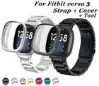 For Fitbit Versa 3 4 / Sense 2 Stainless Steel Watch Band Strap + TPU Case Cover