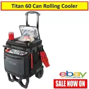 Titan Portable Rolling Drink Food Cooler 60 Can Cooling Box Trolley Icebox Chill