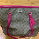 COACH。肩背包。托特包。桃紅色。二手正品。