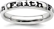 [JewelryWeb] 925 Sterling Silver Patterned Stackable Polished Enameled Faith Ring-Stackable-Ring for Women