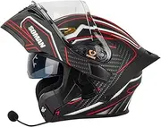 Motorcycle Helmet, flip-up Helmet, Double Visor, Motorcycle Helmet, Scooter Helmet, Moped Helmet, ECE Certified for Women, Men, Adult Motorcycle Helmet K,XXL