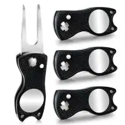 Black Foldable Golf Divot Repair Tool Golf Divot Tool with Magnetic Button