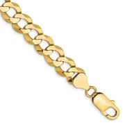 14K Yellow Gold 7 Inch 8.3mm Lightweight Flat Cuban With Lobster Clasp Bracelet