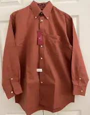 Nordstrom Men's Smartcare Dress Shirt Rust Color Cotton Wrinkle Resistant Sz S