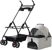 Pet Stroller Dog Stroller Cat Stroller Removable Pet Stroller with 4 Wheels Folding Dog Stroller with Storage Basket Cat Stroller for Medium Small Dogs Dog Pram Dog Cat(Color:Gray)