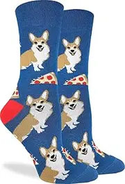 [Good Luck Sock] Women's Corgi Pizza Dog Socks, Adult, Shoe Size 5-9