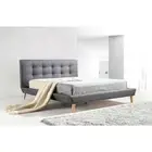 Palermo Grey Linen Fabric Queen Bed Frame Button Tufted Headboard 153x203cm