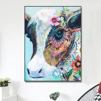 在飛比找松果購物優惠-數字油畫彩繪牛DIY油彩畫 手繪塗色丙烯裝飾畫 動物油畫 (