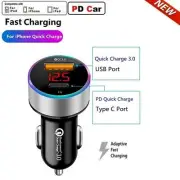 Dual Port USB-C PD QC3.0 Car Charger Cigarette Lighter Digital Display Adapter c