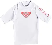 [Roxy] Girls' Whole Hearted Short Sleeve Rashguard, White, 12