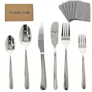 36 Piece Silverware Set with Placemat,6-Piece Stainless Steel Cutlery Set-Kni...