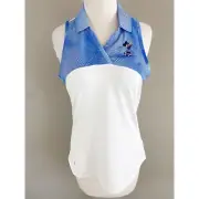 Disney Minnie Mouse Golf Resort Sleeveless Adidas Clima Cool Polo White Blue NEW