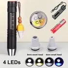 4LED 395nm 365nm UV Blacklight White Yellow Light Flashlight Amber Jade Torch