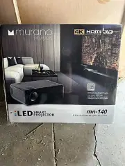 Murano MN-140 LED Smart Projector 4K HDMI 3D Bluetooth with MN 72 Screen & Gt-60