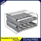 AU Egg Storage Box Double-Layer Drawer Type 32 Grid Egg Holder for Fridge(Gray)