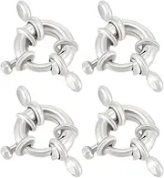 Beebeecraft 1 Box 10Pcs Round Spring Clasps 925 Sterling Silver Plated Lobster Clasp with Close Rings Necklace Link Connector Charms Open Trigger Jewelry Findings for Necklaces Bracelets Anklets Craft
