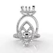 Halo Marquise Shape Semi Mount Diamond Engagement Proposed Ring 14k W Gold 1Ctw
