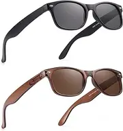 2 Pack Reader Sunglasses for Men Women Classic Rectangle Reading Glasses Outdoor Full Lenses Magnifying Eyewear Non Bifocal