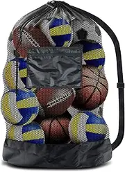 BROTOU Extra Large Sports Ball Bag Mesh Socce Ball Bag Heavy Duty Drawstring Bags Team Work for Holding Basketball, Volleyball, Baseball, Swimming Gear with Shoulder Strap (30” x 40”, 24” x 36”)
