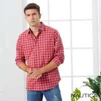 在飛比找momo購物網優惠-【NAUTICA】男裝立挺小格紋長袖襯衫(紅色)
