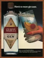 1984 Gilbey’s Gin Vintage Print Ad/Poster Retro Man Cave Bar Wall Art Décor 80s