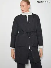 Monsoon Black Zaira Quilted Puffer Coat (AU3938) | $300