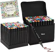 80 Colors Markers Art Markers for Adult Drawing Markers Dual Tip Coloring Painting Perfect for Boys Girls Gift,with Organizing Case and Album of Painting