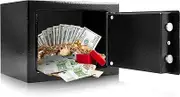 Steel Security Safe Durable Practical Strong High Security Steel Security Box Key Operated Money Safes with 2 Keys for Home Office Hotel Storage Black