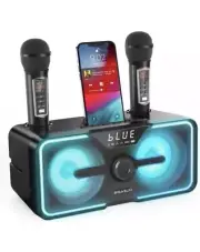 Karaoke Machine for Adults Kids with 2 UHF Wireless Microphones BIGASUO Portable