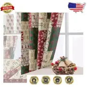 Festive Light-Filtering Jacquard Curtains - Pine Tree Design for Holidays